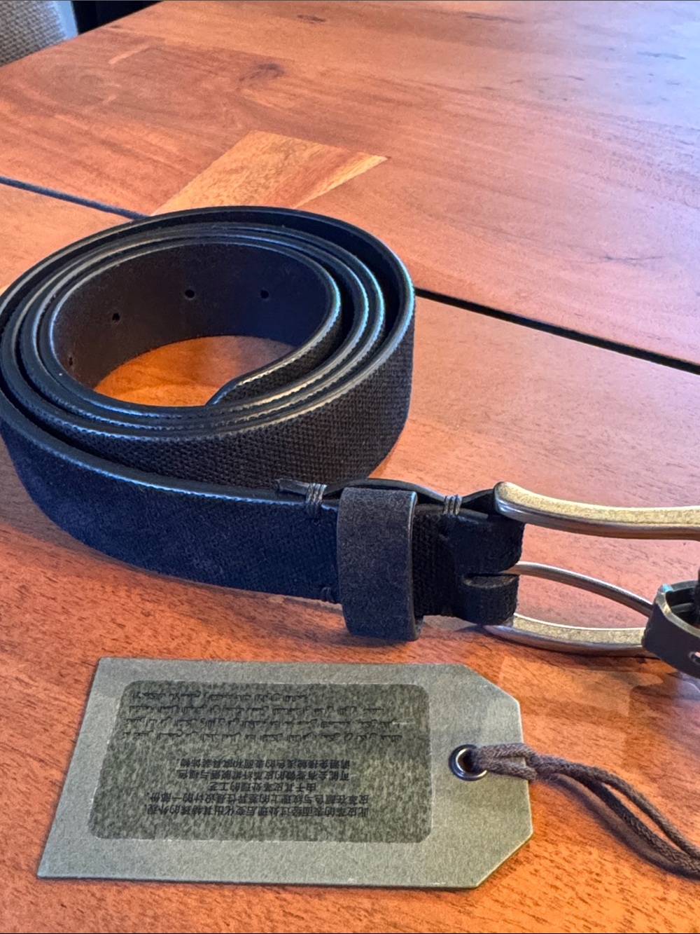 ALLSAINTS Black Textured Leather Belt Canvas Finish Size 40 NWT